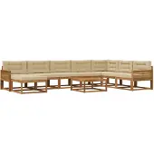 vidaXL Ensemble de canapés d'extérieur avec coussins 9 pièces Nature et Beige