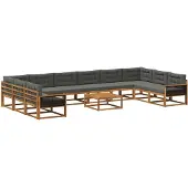 vidaXL Ensemble de canapés d'extérieur avec coussins 11 pièces Nature et Anthracite