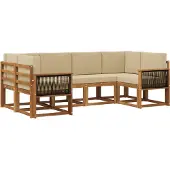 vidaXL - Ensemble de salon de jardin 6 pièces, en bois d'acacia massif, couleurs naturelles et beige