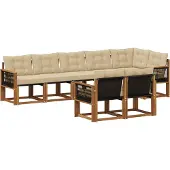 vidaXL Ensemble de canapés d'extérieur avec coussins 8 pièces Nature et Beige
