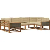 vidaXL Ensemble de canapés d'extérieur avec coussins 6 pièces Nature et Beige