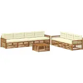 vidaXL Ensemble de salon de jardin 8 pièces, couleurs naturelles et crème