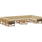 vidaXL Ensemble de canapés d'extérieur avec coussins 11 pièces Nature et Beige