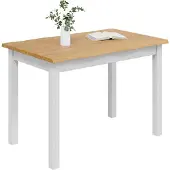 vidaXL Table de salle à manger EKAI, blanche, 112 x 70 x 76,5 cm, en bois massif de pin