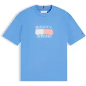 Tommy Hilfiger T-Shirt 'Flag Graffiti' bleu / melon / blanc