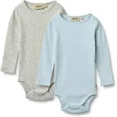 Wheat Barboteuse / body bleu pastel / gris chiné