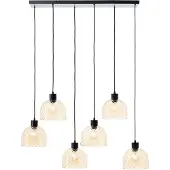 Brilliant Lampe suspendue 6 lumières Casto noir avec verre ambré