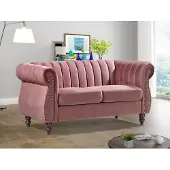 Vente-unique Canapé Chesterfield 2 Places En Velours Vieux Rose Trumbo
