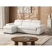 Vente-unique Canapé D'angle Convertible En Cuir Jonova - Blanc - Angle Gauche