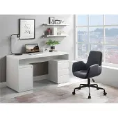 Vente-unique Bureau Avec Rangements Serguei - Mdf Laqué Blanc