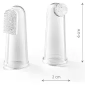 Babyono Brosse à dents en silicone pour bébés sur le doigt, 2pcs avec boîte