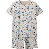 TWO SOON Pyjama beige / bleu chiné