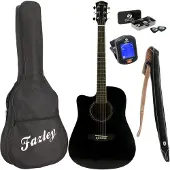 Fazley W40-BK LH pack débutant guitare folk