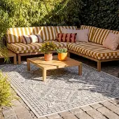 FRAAI Tapis d'extérieur - Summer Oriental Gris | 80x150 cm | Rectangulaire | Tissage plat