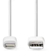 Nedis Câble Ccgl39300wt10 Lightning 8 Broches Vers Usb-a Mâle 48 Mbps Nickelé Pvc 1 M