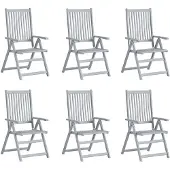 vidaXL Chaises de jardin réglables 6 pcs. avec coussins en bois massif d'acacia