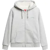 Superdry Femme Sweat à Capuche Doublé Borg Gris Clair Taille: 40
