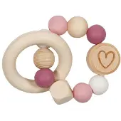 Goki Hochet élastique cœur rose - Jouet en bois