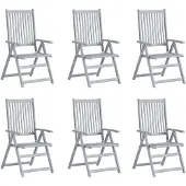 vidaXL Chaises de jardin réglables 6 pcs. avec coussins en bois massif d'acacia