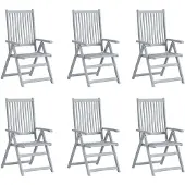 vidaXL Chaises de jardin réglables 6 pcs. avec coussins en bois massif d'acacia