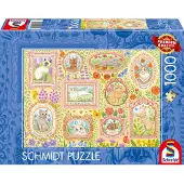Schmidt Spiele Puzzle Nobles Chats Parmi les Fleurs - 1000 pièces