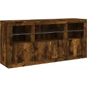 vidaXL Sideboard avec lampes LED chêne fumé 142,5x37x67 cm