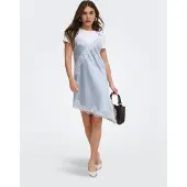 ONLY Robe 'ONLBella' bleu-gris / blanc