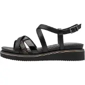 Tamaris Sandales Compensées Cuir - Noir Comb