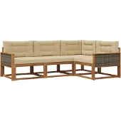 vidaXL Ensemble de canapés d'extérieur avec coussins 4 pièces Nature et Beige