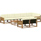 vidaXL Ensemble de canapés d'extérieur avec coussins 9 pièces Nature et Crème