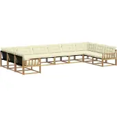vidaXL Ensemble de canapés d'extérieur avec coussins, 10 pièces, blanc et crème