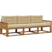 vidaXL Ensemble de canapés d'extérieur avec coussins 3 pièces Nature et Beige