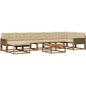 vidaXL Ensemble de salon de jardin 8 pièces, couleurs naturelles et beige, en polyester
