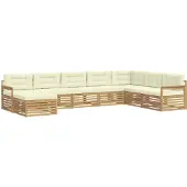 vidaXL Ensemble de salon de jardin 8 pièces, blanc et crème, en bois d'acacia massif