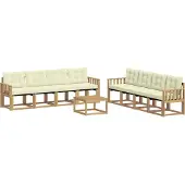 vidaXL Ensemble de canapés d'extérieur avec coussins, 9 pièces, blanc et crème