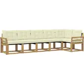 vidaXL Ensemble de canapés d'extérieur avec coussins, 6 pièces, blanc et crème