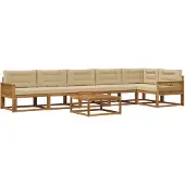 vidaXL Ensemble de canapés d'extérieur avec coussins 7 pièces Nature et Beige