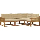 vidaXL Ensemble de canapés d'extérieur avec coussins 4 pièces Nature et Beige