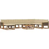 vidaXL Ensemble de canapés d'extérieur , 9 pièces, couleur naturelle et beige, en bois massif d'acacia