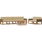 vidaXL Ensemble de canapés d'extérieur avec coussins 7 pièces Nature et Beige