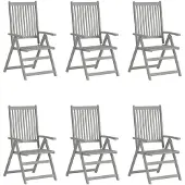 vidaXL Chaises de jardin réglables 6 pcs. avec coussins en bois massif d'acacia