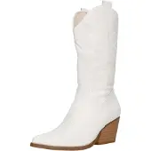 Salinyang Bottes de cowboy blanc