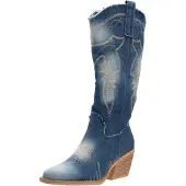 Salinyang Bottes de cowboy beige / bleu foncé