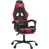 vidaXL Chaise de jeu avec repose-pieds Pivotante Noir & bordeaux Similicuir