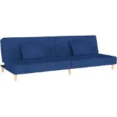 vidaXL Canapé-lit à 2 places avec deux oreillers bleu tissu