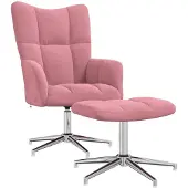 vidaXL Fauteuil relax avec pouf rose velours