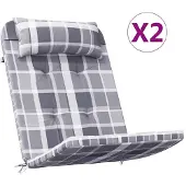 vidaXL Coussins de chaise adirondack lot de 2 carreaux gris