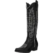 Salinyang Bottes de cowboy noir