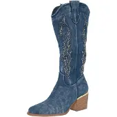 Salinyang Bottes de cowboy bleu foncé / argent