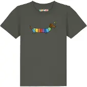 Watabout.kids T-Shirt 'Regenbogen Dackel' kaki / mélange de couleurs
